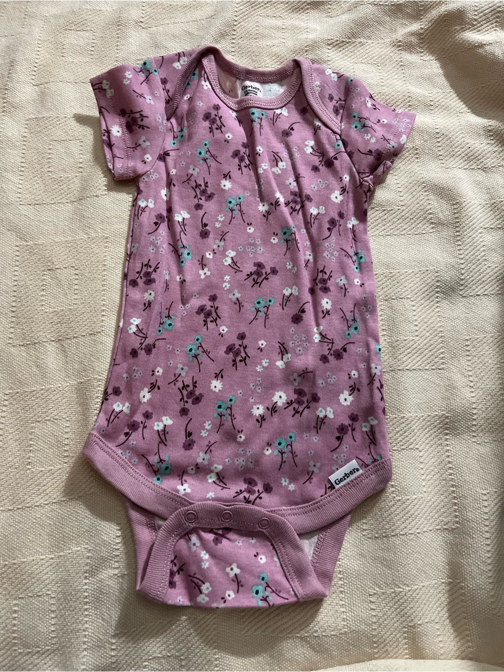 Gerber Mauve Floral Short-Sleeve Onesie